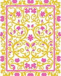 Pink Gold Floral Swirl Pattern Rug
