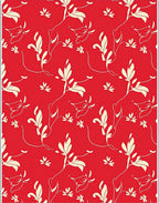 Red Floral Vine Cream Pattern Rug