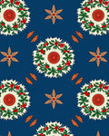 Botanical Wreath Star Indigo Pattern Rug