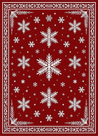 Red Snowflake Wonderland Border Design Rug