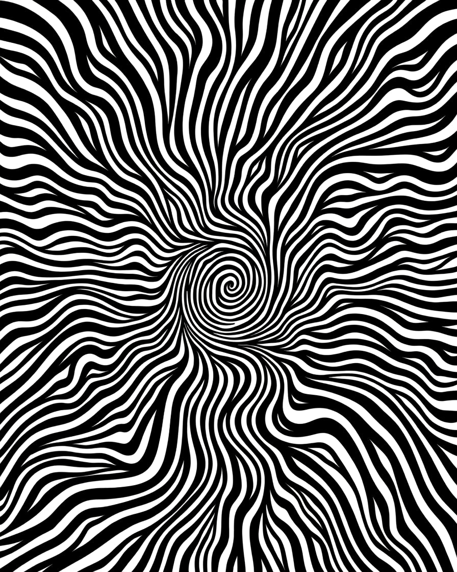 Black White Swirling Organic Pattern Rug