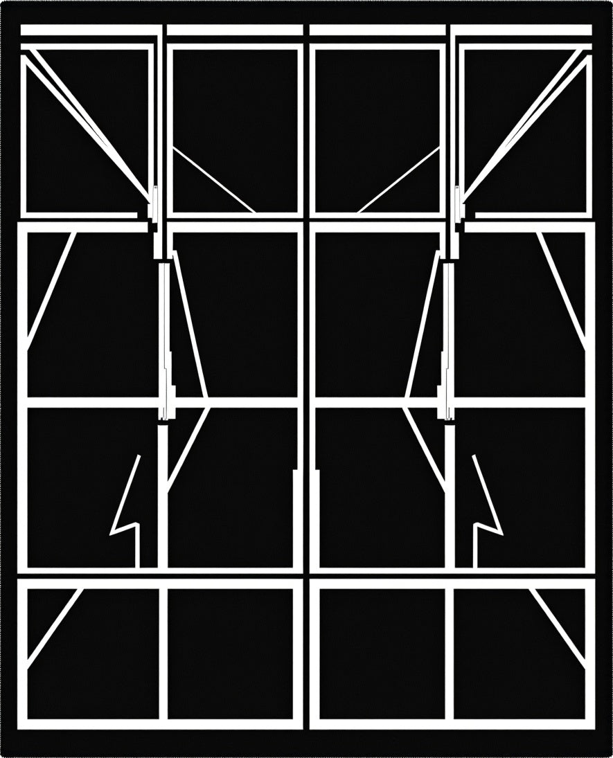 Monochrome Linear Abstract Grid Design Rug