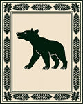 Bold Bear Forest Silhouette Border Design Rug