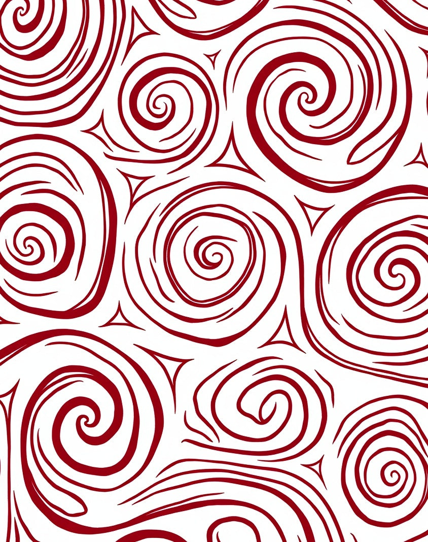 Deep Red Swirl Pattern Design Rug