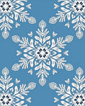Serene Blue White Mandala Snowflake Rug