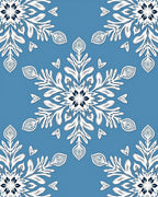 Serene Blue White Mandala Snowflake Rug