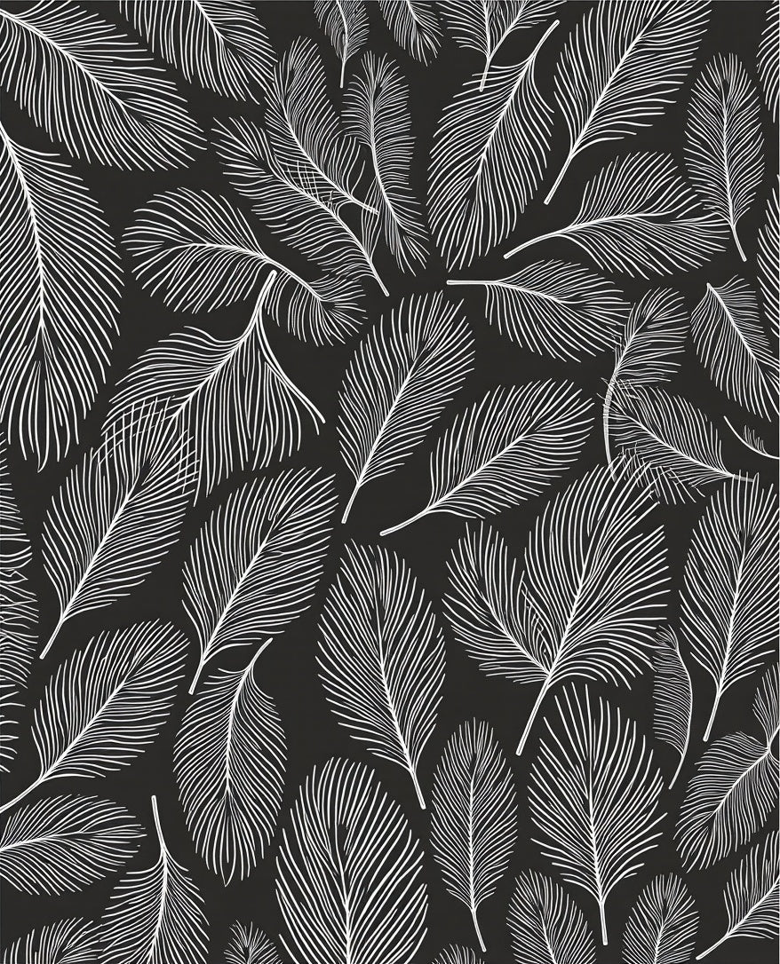 Delicate White Feather Pattern Rug