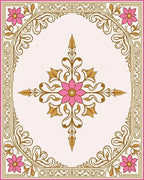 Floral Swirl Design with Pink Accents Rug