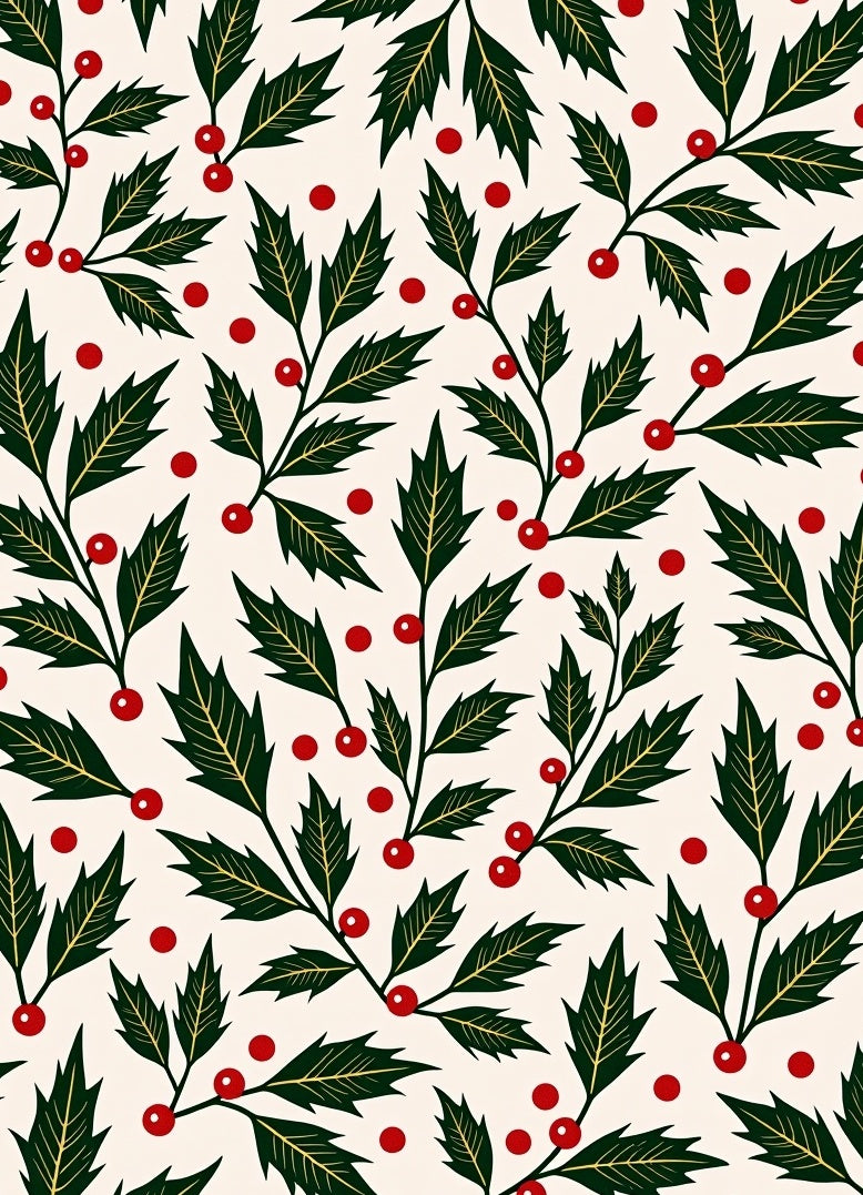 Holly Berry Festive Floral Pattern Rug