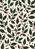 Holly Berry Festive Floral Pattern Rug