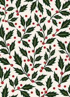 Holly Berry Festive Floral Pattern Rug