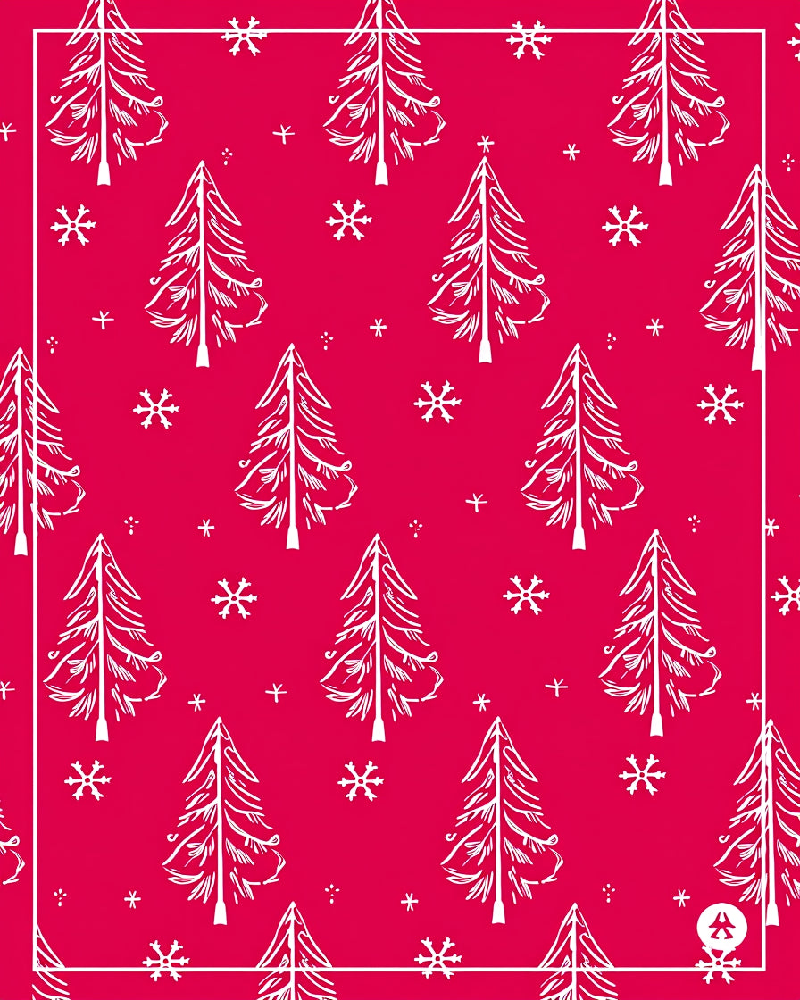 Red White Festive Christmas Trees Rug