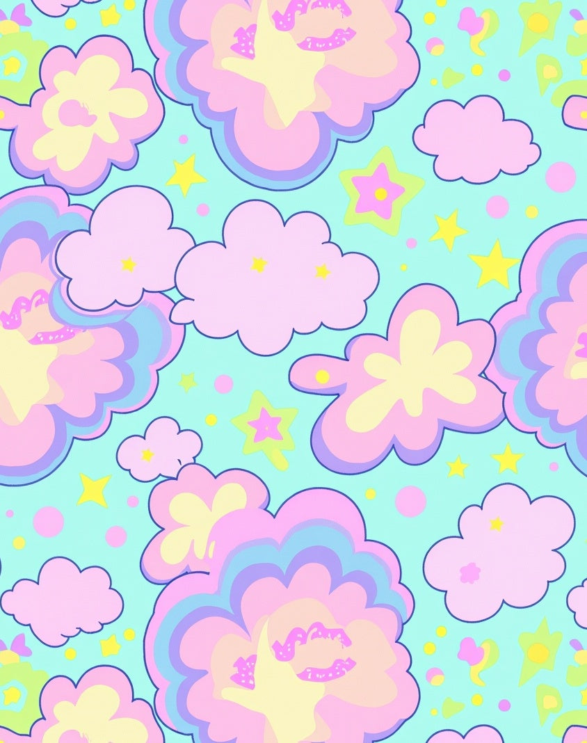 Pastel Sky Clouds and Stars Rug