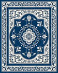 Classic Blue White Floral Medallion Rug