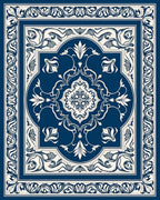 Classic Blue White Floral Medallion Rug