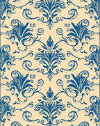 Classic Blue Floral Scroll Design Rug