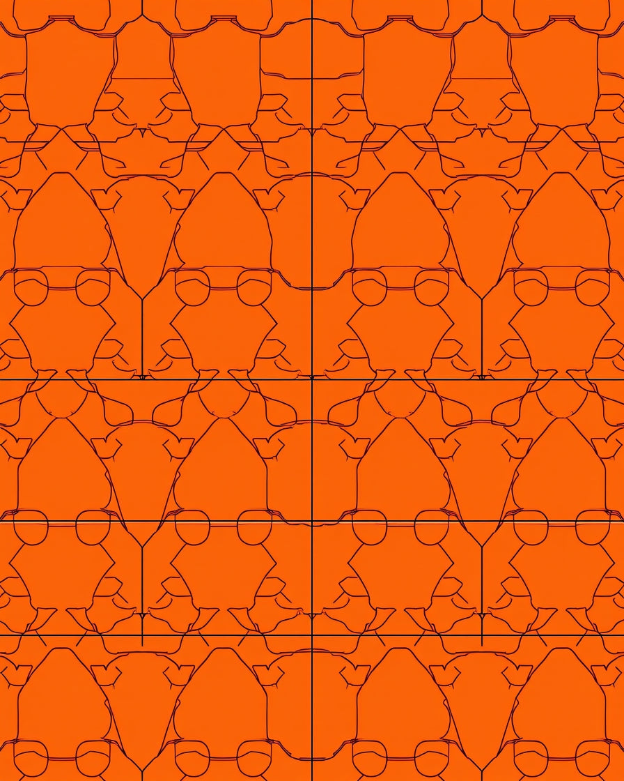 Abstract Orange And Black Geometric Pattern Rug