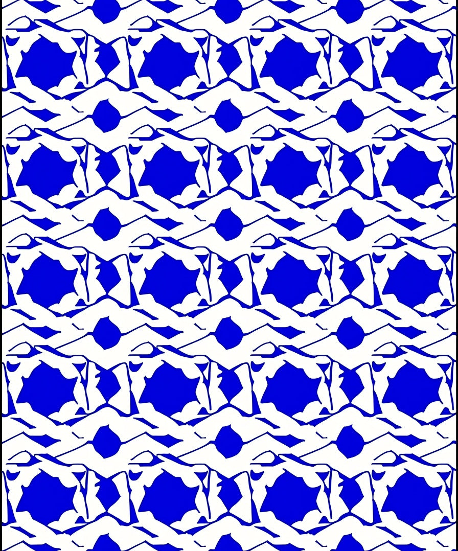 Bold Blue White Abstract Pattern Rug