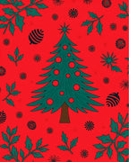 Festive Christmas Tree Holly Pattern Rug