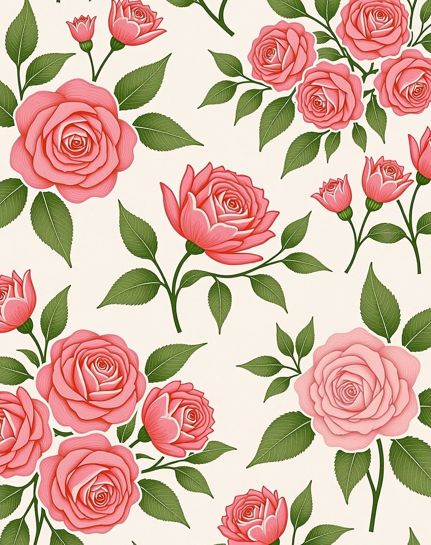 Pink Rose Garden Pattern Rug