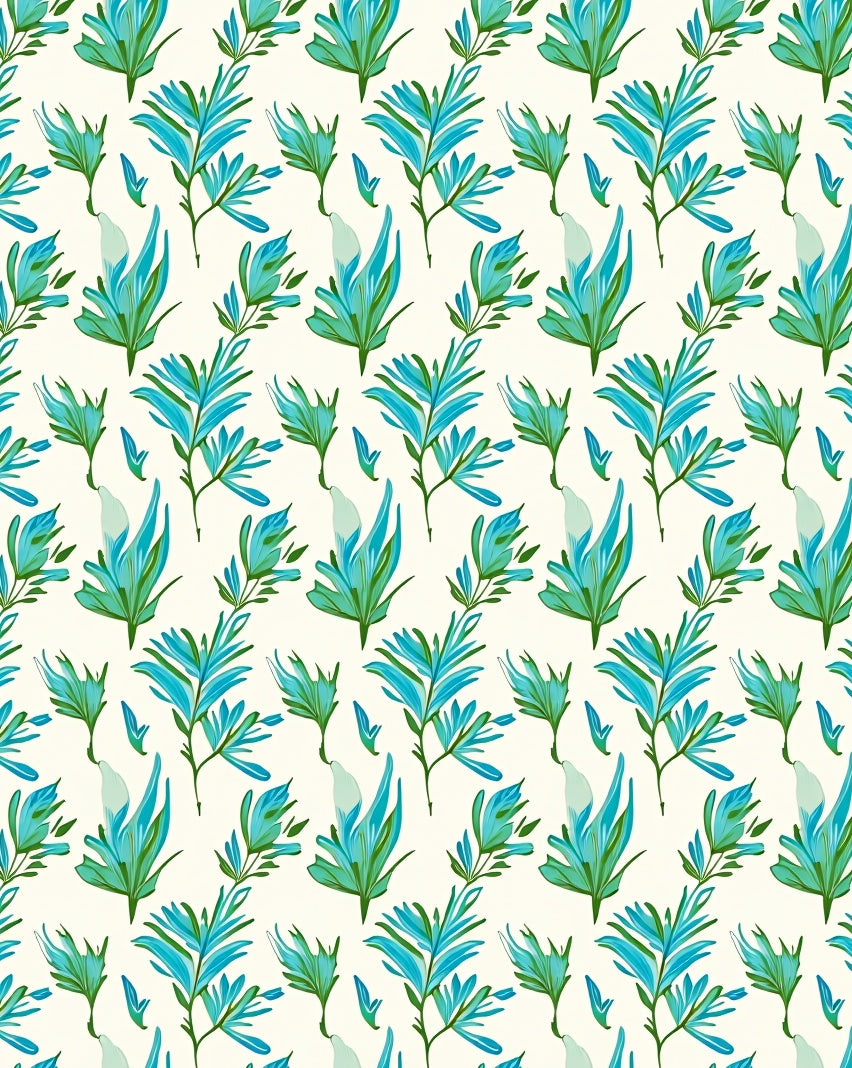 Tropical Leaf Pattern with Teal Accents Rug