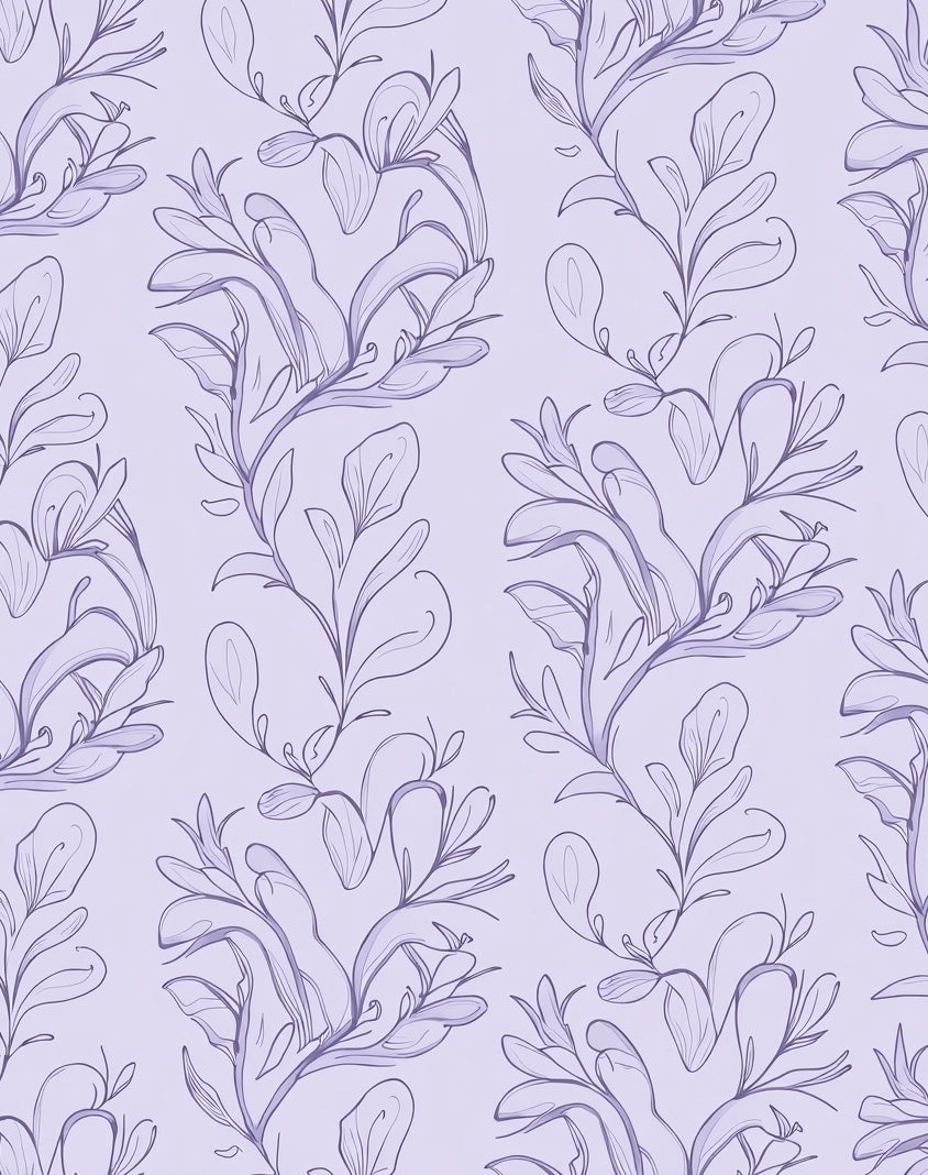 Delicate Lavender Floral Vine Pattern Rug
