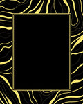 Abstract Black Gold Wavy Line Rug