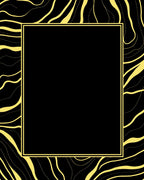 Abstract Black Gold Wavy Line Rug