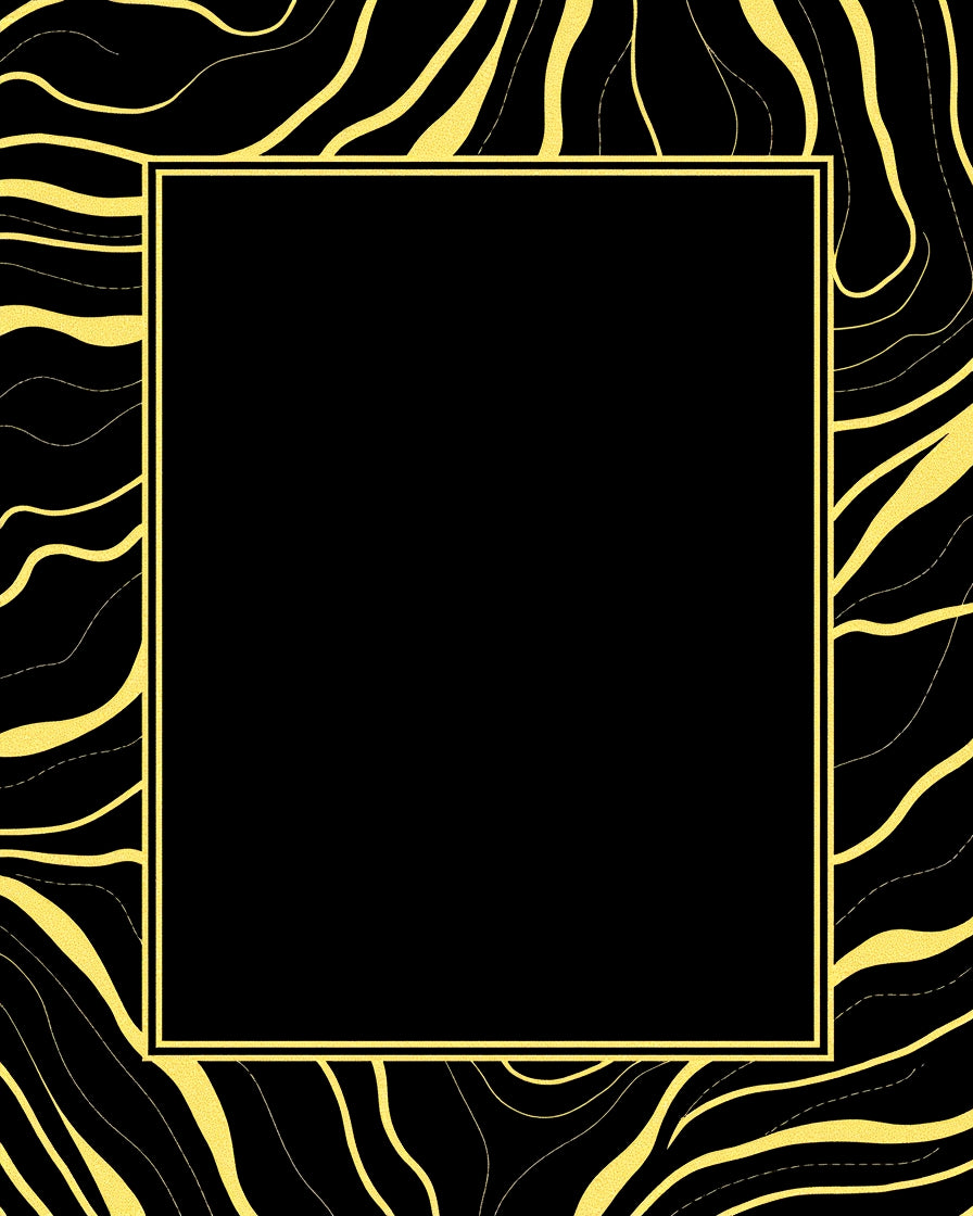 Abstract Black Gold Wavy Line Rug