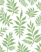 Delicate Green Leaf Pattern Rug
