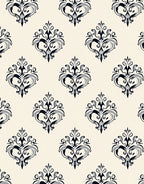 Black Gray Scrollwork Classic Pattern Rug