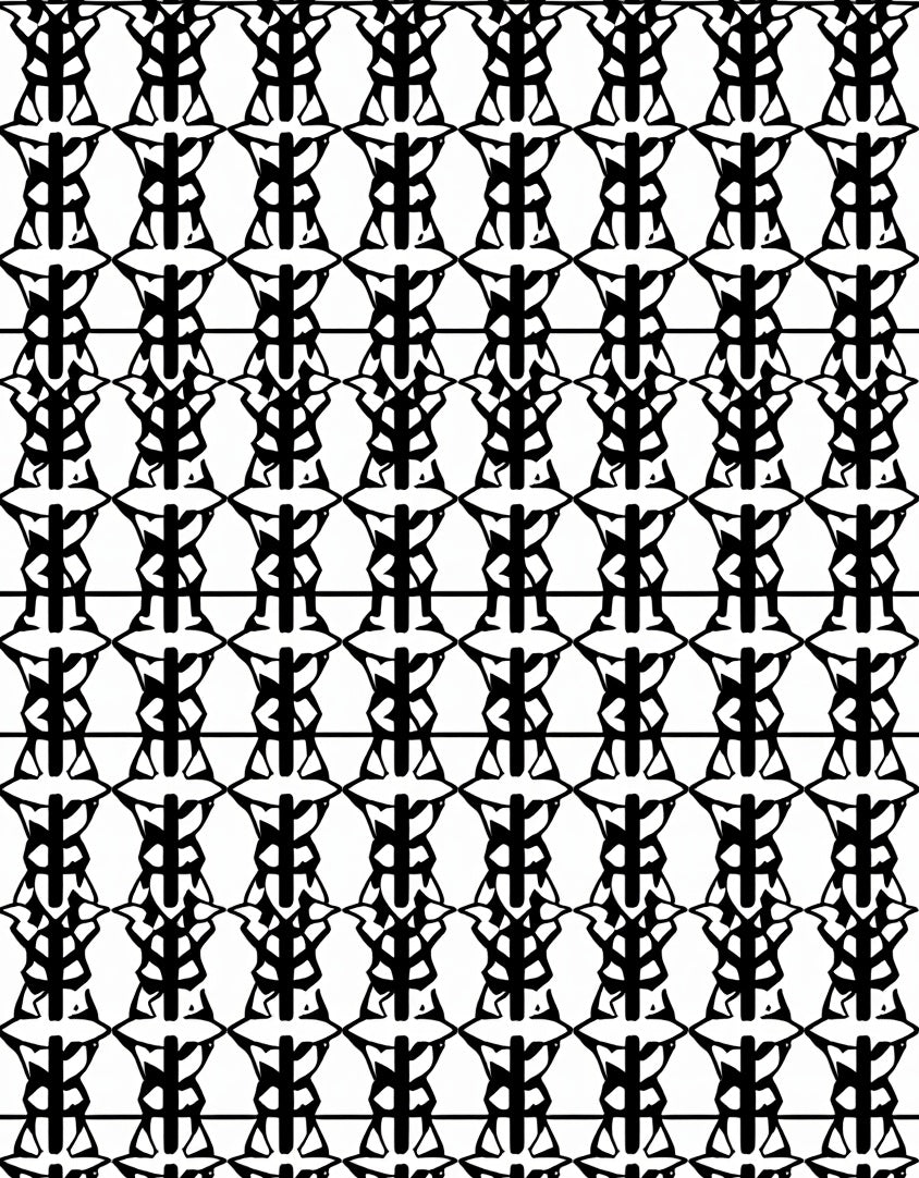 Black White Abstract Linear Pattern Rug