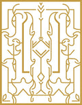 Golden Art Deco Inspired Geometric Line Art Rug