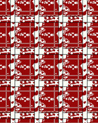 Red Hearts With White Abstract Pattern Rug