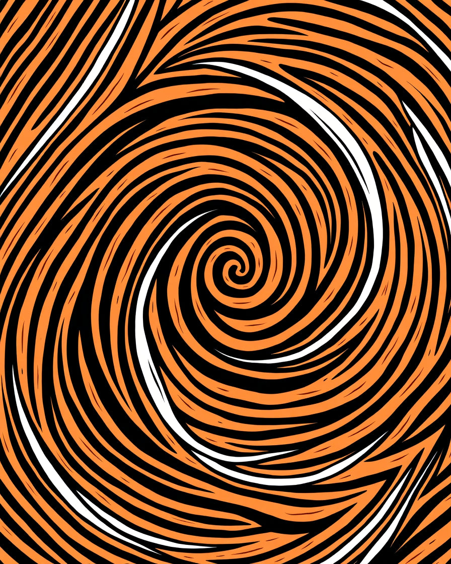 Bold Orange Swirl Abstract Design Rug