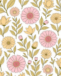 Retro Floral Pattern With Pink Yellow Flowers Rug