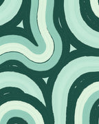 Abstract Teal Waves Pattern Rug