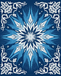 Azure White Starburst Floral Frame Rug