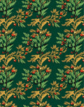 Green Red Gold Floral Vine Pattern Rug