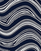 Flowing Lines White On Dark Blue Rug