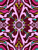 Vibrant Pink Yellow Symmetry Abstract Design Rug