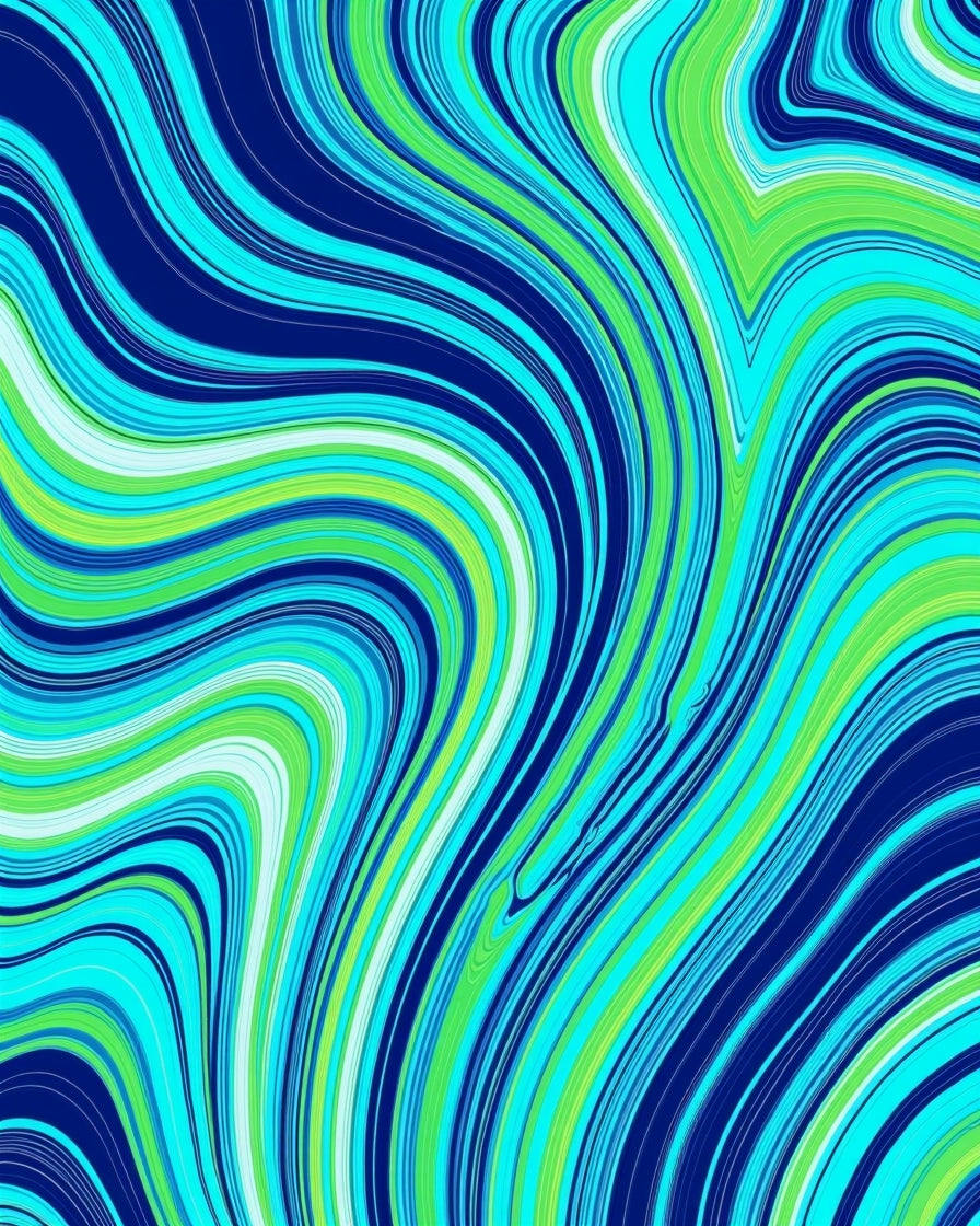 Abstract Swirl Blue Green Psychedelic Rug