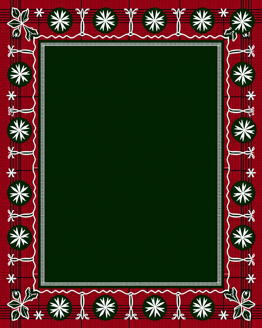 Red Green Plaid Floral Border Rug