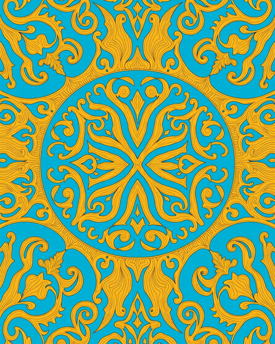 Opulent Gold Floral Medallion Pattern Rug