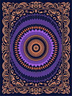 Intricate Orange Purple Mandala Design Rug