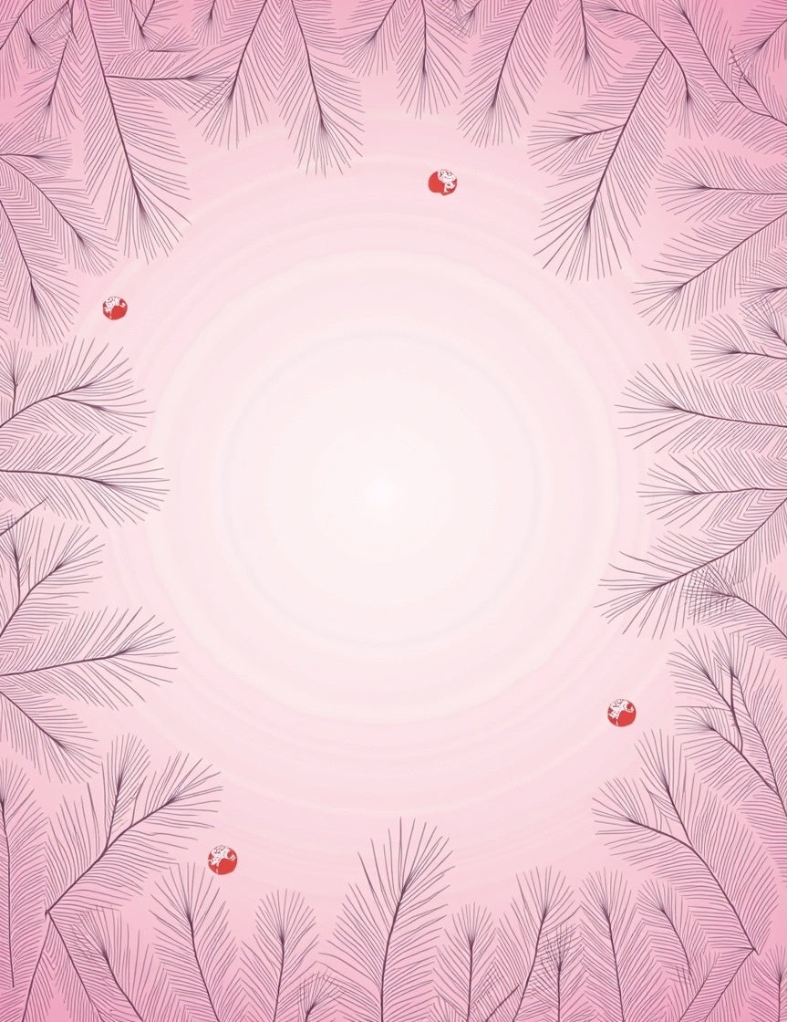 Pink Feather Vines with Red Orbs Rug