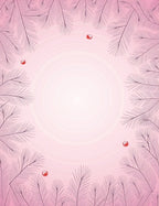 Pink Feather Vines with Red Orbs Rug
