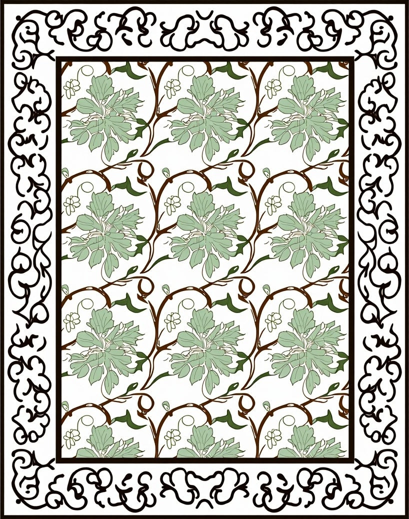 Vintage Floral Vine Pattern Rug
