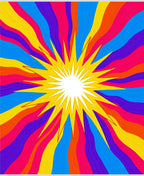 Vibrant Sunburst Wave Pattern Rug