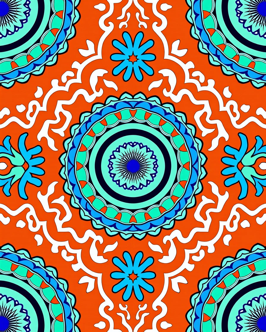 Vibrant Mandala Floral Pattern Rug